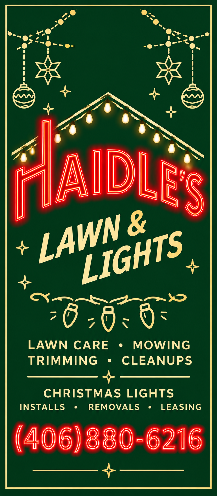 Haidles Lawn & Lights — lawn care, mowing, trimming, cleanups, and Christmas light installs in Missoula